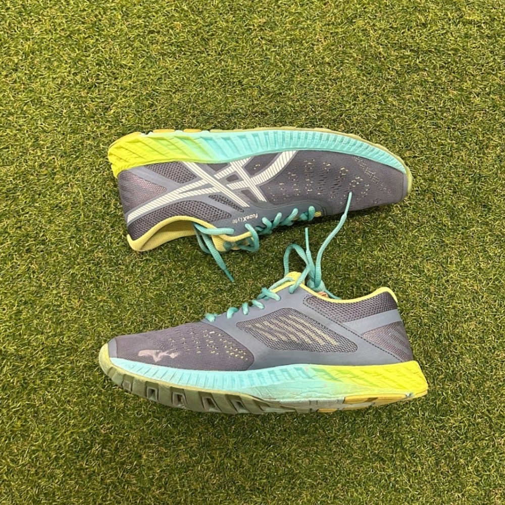 ASICS FuzeX Lyte Womens Running Shoes Grey Mint Yellow T670N Size‎ 8